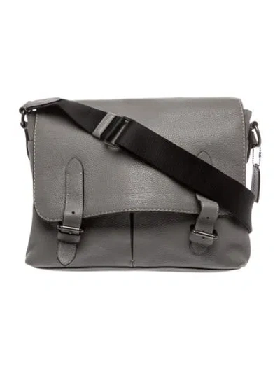 Pre-owned Coach Leather Messenger Bag In Gray