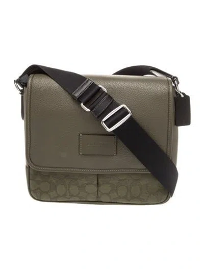 Pre-owned Coach Leather Messenger Bag In Green