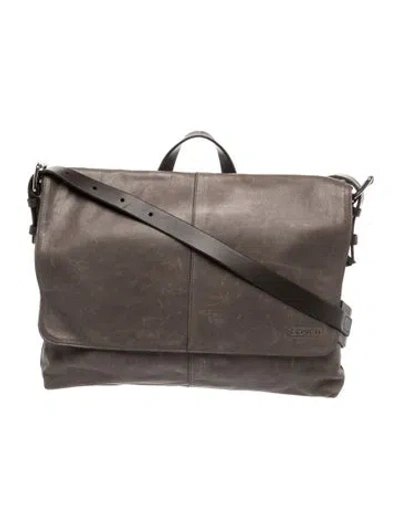 Pre-owned Coach Leather Messenger Bag In Grey