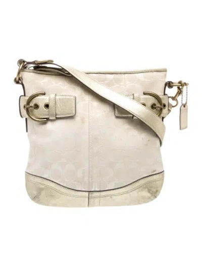 Pre-owned Coach Leather Messenger Bag In Neutral