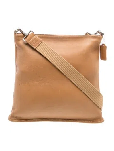 Pre-owned Coach Leather Messenger Bag In Neutral
