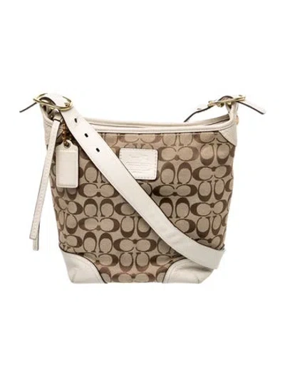 Pre-owned Coach Leather Messenger Bag In Neutral