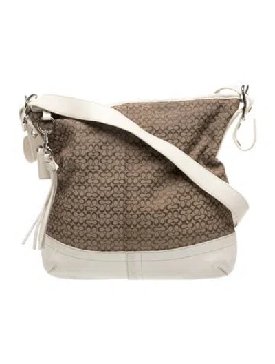 Pre-owned Coach Leather Messenger Bag In Neutral