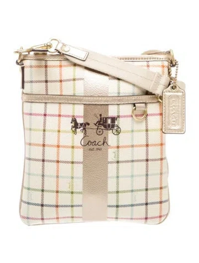 Pre-owned Coach Leather Messenger Bag In Neutral