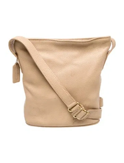 Pre-owned Coach Leather Messenger Bag In Neutral