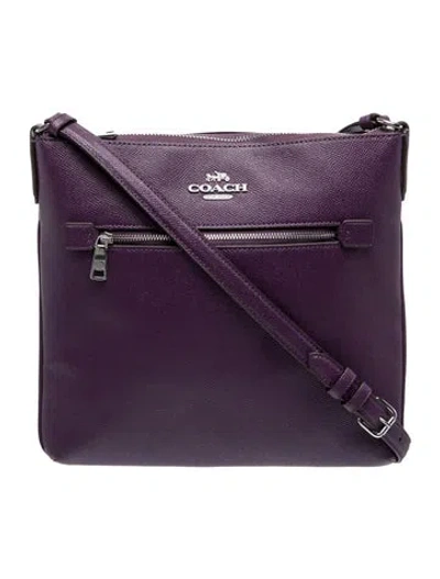 Pre-owned Coach Leather Messenger Bag In Purple