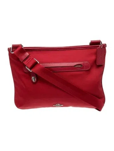 Pre-owned Coach Leather Messenger Bag In Red