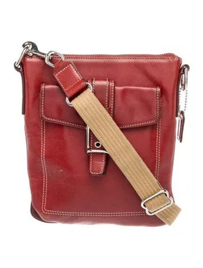 Pre-owned Coach Leather Messenger Bag In Red