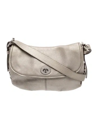 Pre-owned Coach Leather Messenger Bag In Silver