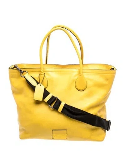 Pre-owned Coach Leather Messenger Bag In Yellow