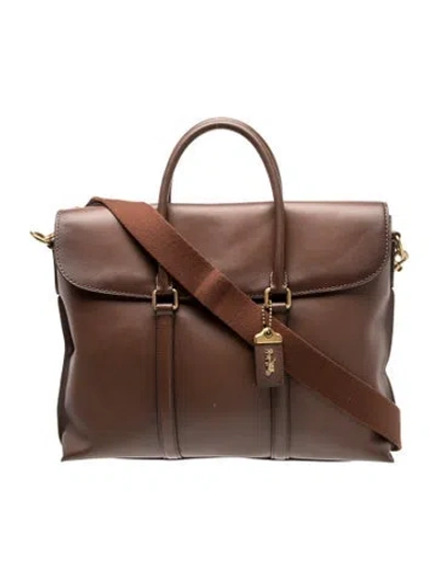 Pre-owned Coach Leather Metropolitan Lock Portfolio In Brown