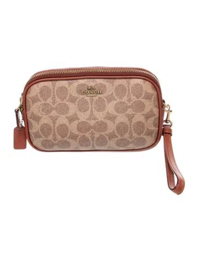 Pre-owned Coach Leather Minaudière In Brown