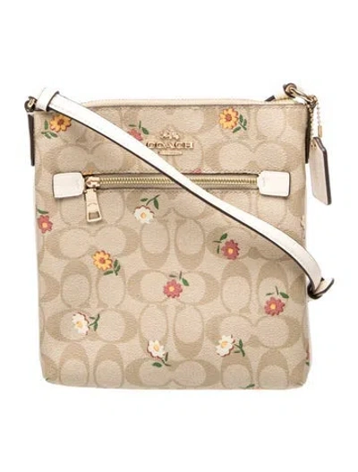 Pre-owned Coach Leather Mini Rowan File Bag 24 In Neutral