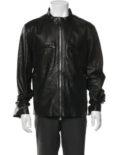 Pre-owned Coach Leather Moto Jacket In Black