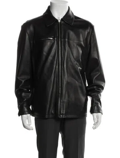 Pre-owned Coach Leather Moto Jacket In Brown