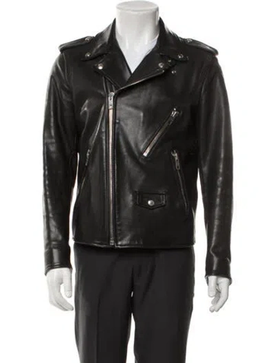Pre-owned Coach Leather Moto Jacket In Green