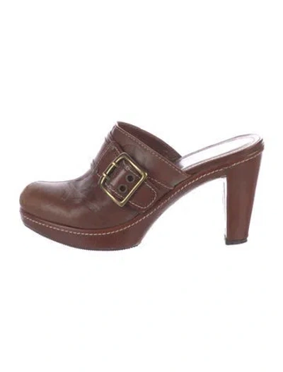 Pre-owned Coach Leather Mules In Brown