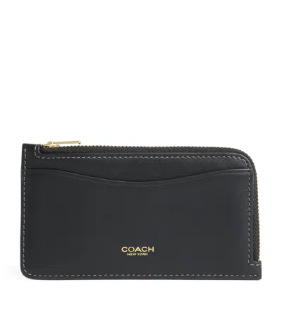 Coach Leather New York Card Holder In Black