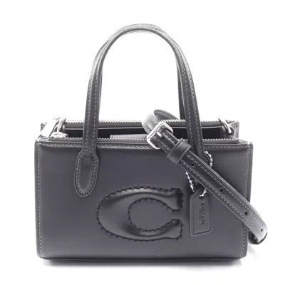 Coach Leather Nina Mini Tote Handbag Black
