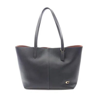 Coach Leather North Tote Bag Black