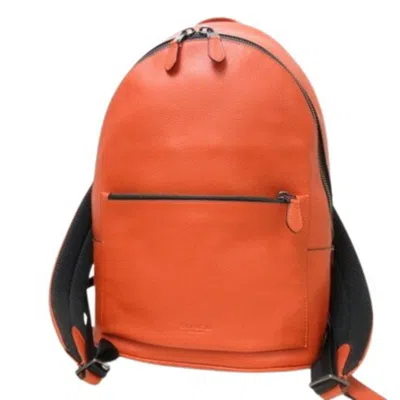 Pre-owned Coach Leather Nylon Backpack Handbag Shoulder Bag () In Orange