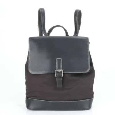 Pre-owned Coach Leather Nylon Backpack Shoulder Bag () In Black