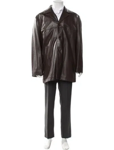 Pre-owned Coach Leather Overcoat In Brown