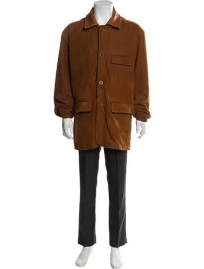 Pre-owned Coach Leather Parka In Brown