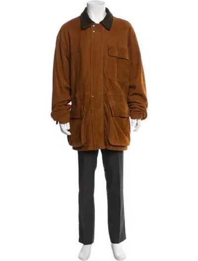 Pre-owned Coach Leather Parka In Brown