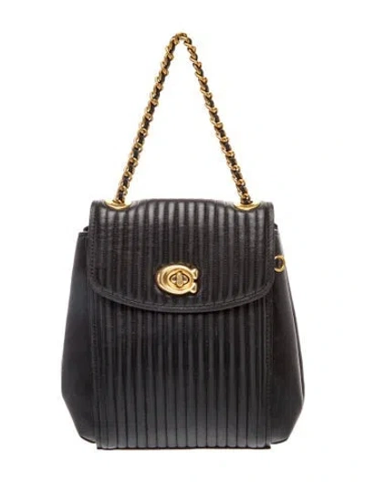 Pre-owned Coach Leather Parker Petite In Black