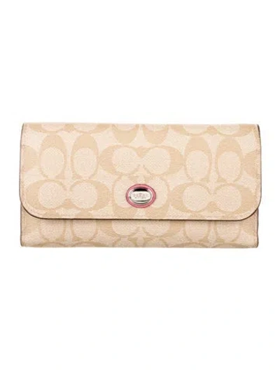 Pre-owned Coach Leather Patterned Continental Wallet In Neutrals