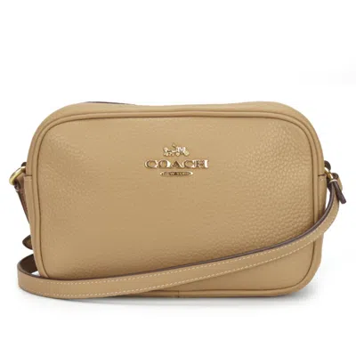 Pre-owned Coach Leather Pochette Shoulder Bag () In Beige