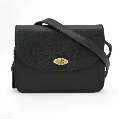Pre-owned Coach Leather Pochette Shoulder Bag () In Black