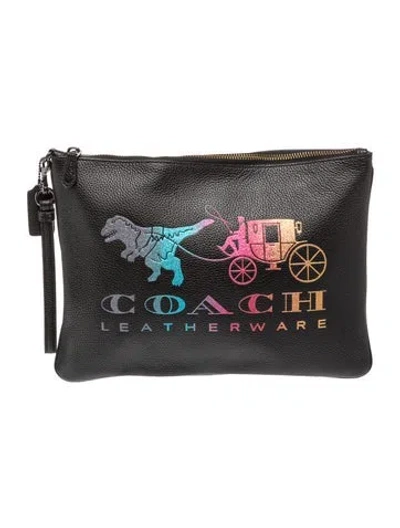 Pre-owned Coach Leather Portfolio 30 In Gray