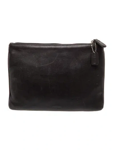 Pre-owned Coach Leather Portfolio In Black