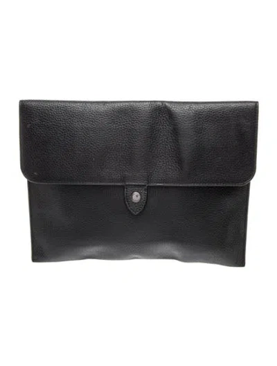 Pre-owned Coach Leather Portfolio In Black