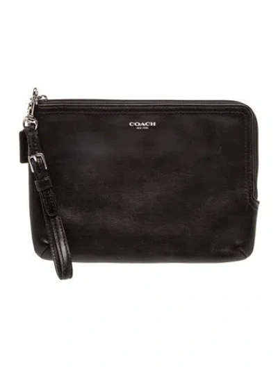 Pre-owned Coach Leather Portfolio In Black