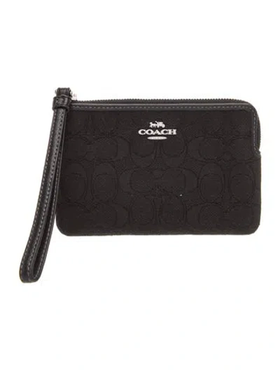 Pre-owned Coach Leather Portfolio In Black