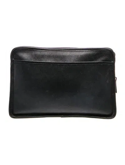 Pre-owned Coach Leather Portfolio In Black