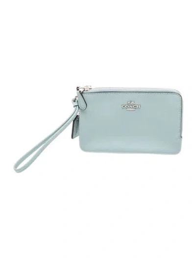 Pre-owned Coach Leather Portfolio In Blue