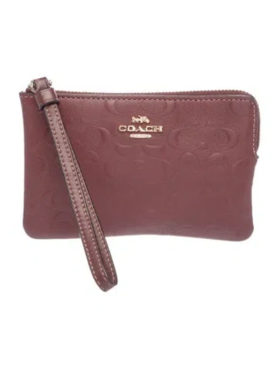 Pre-owned Coach Leather Portfolio In Burgundy