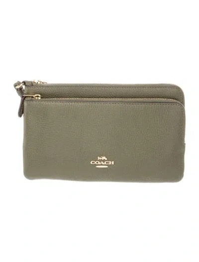 Pre-owned Coach Leather Portfolio In Gray