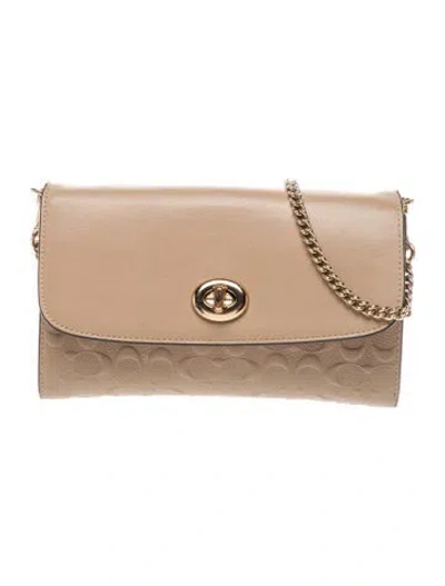 Pre-owned Coach Leather Portfolio In Neutral