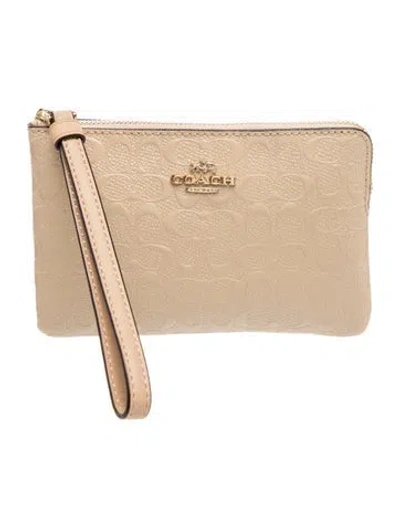 Pre-owned Coach Leather Portfolio In Neutral