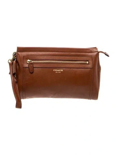 Pre-owned Coach Leather Portfolio In Red