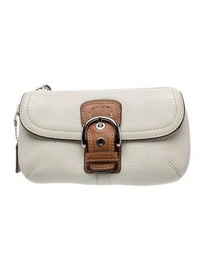 Pre-owned Coach Leather Pouch In Neutrals