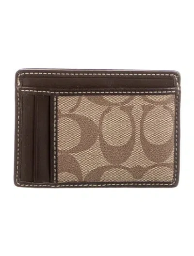 Pre-owned Coach Leather Printed Card Holder In Brown