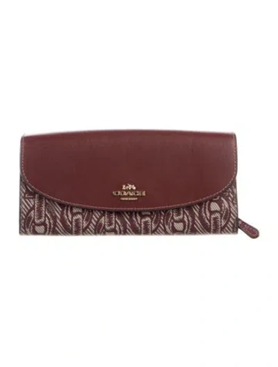 Pre-owned Coach Leather Printed Continental Wallet In Red