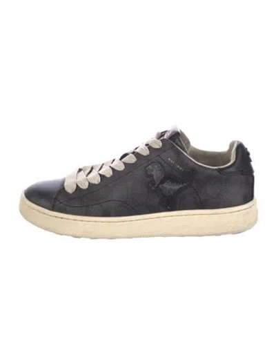 Pre-owned Coach Leather Printed Sneakers In Blue