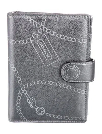Pre-owned Coach Leather Printed Wallet In Silver